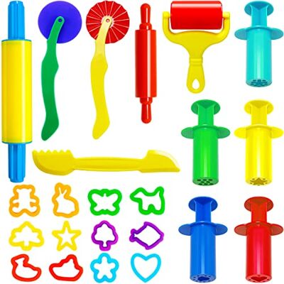 Jiosdo Dough Tools and Cutters Kids, 23 Pcs Rollers Cutters Extruders Kit Dough Tools Sets for Toddlers, Modeling Clay Accessories, DIY Creation Educational Toy Gift Set Jiosdo Dough Tools and Cutters Kids, 23 Pcs Rollers Cutters Extruders Kit Dough Tools Sets for Toddlers, Modeling Clay Accessories, DIY Creation Educational Toy Gift Set