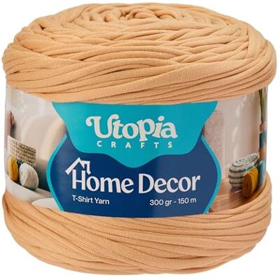 Utopia Crafts T-Shirt Yarn for Crocheting Bags & Baskets Chunky Yarn for Crochet, Tshirt Tube Ribbon, 300g 150m, 5-7mm Jersey Cord (Beige Sand) Utopia Crafts T-Shirt Yarn for Crocheting Bags & Baskets Chunky Yarn for Crochet, Tshirt Tube Ribbon, 300g 150m, 5-7mm Jersey Cord (Beige Sand)