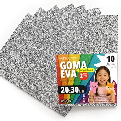 OFITURIA 10pcs Glitter Eva Foam Sheets for DIY School Projects Decorative Art Scrapbooking 20x30cm (Silver Glitter) OFITURIA 10pcs Glitter Eva Foam Sheets for DIY School Projects Decorative Art Scrapbooking 20x30cm (Silver Glitter)