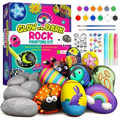 Dr. Daz Rock Painitng Kit Arts and Crafts for Kids Paint Your Own Rock Sets for Kids with Glow in The Dark Painting Gift for Kid Ages 5 6 7 8 9 10 Years Old Boys & Girls Dr. Daz Rock Painitng Kit Arts and Crafts for Kids Paint Your Own Rock Sets for Kids with Glow in The Dark Painting Gift for Kid Ages 5 6 7 8 9 10 Years Old Boys & Girls