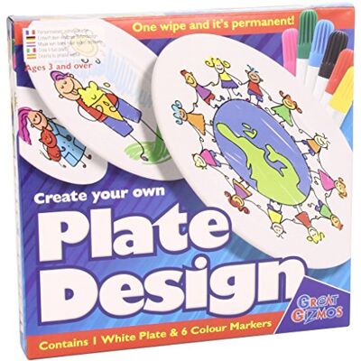 Great Gizmos Create Your Own Plate Design with Pens, White Plate and Markers Included, Arts and Craft Making Kit for Ages 7+ Great Gizmos Create Your Own Plate Design with Pens, White Plate and Markers Included, Arts and Craft Making Kit for Ages 7+
