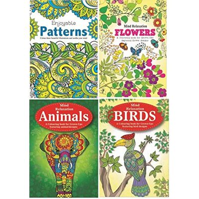 Bargain Gateway BG A4 Adult Anti-Stress Colouring Book Set of 4 Books Flowers, Patterns, Animals & Birds Bargain Gateway BG A4 Adult Anti-Stress Colouring Book Set of 4 Books Flowers, Patterns, Animals & Birds