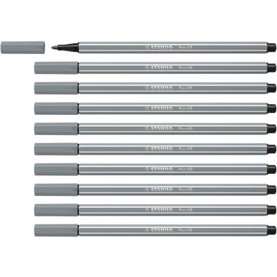 STABILO Pen 68 Premium Fibre-Tip Pen Pack of 10 Medium Cold Grey STABILO Pen 68 Premium Fibre-Tip Pen Pack of 10 Medium Cold Grey