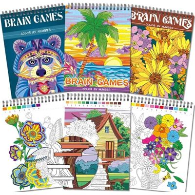 Kalysky 3 Pack Adult Colour by Numbers Colouring Book, 60 Different Designs Colouring Books for Adults Include Themes of Landsapce Flowers Animals, A4 Perforted Paper Kalysky 3 Pack Adult Colour by Numbers Colouring Book, 60 Different Designs Colouring Books for Adults Include Themes of Landsapce Flowers Animals, A4 Perforted Paper