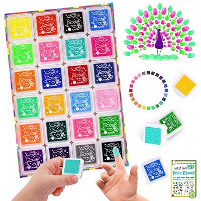 DazSpirit 24 Colours Ink Pads Set, Fingerprint Ink Pads for Stamping DIY DazSpirit 24 Colours Ink Pads Set, Fingerprint Ink Pads for Stamping DIY