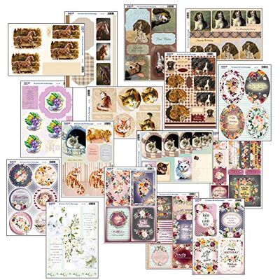 Craft UK 2302 Assorted Floral and Pets 3D Die-Cut Decoupage kit Craft UK 2302 Assorted Floral and Pets 3D Die-Cut Decoupage kit