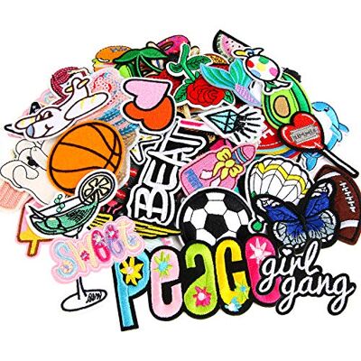 AUGSUN 60pcs Random Assorted Styles Outdoors Embroidered Iron on Patches DIY Sew Applique Repair Patch AUGSUN 60pcs Random Assorted Styles Outdoors Embroidered Iron on Patches DIY Sew Applique Repair Patch