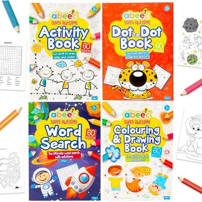 abeec Activity Books for Children 4 A4 Books Containing: Word Search, Dot to Dot and Colouring Books for Children. Kids Travel Activity Packs for Kids abeec Activity Books for Children 4 A4 Books Containing: Word Search, Dot to Dot and Colouring Books for Children. Kids Travel Activity Packs for Kids