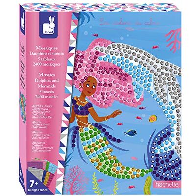 Janod Dolphins and Mermaids Mosaics Set Les Ateliers du Calme Children’s Creative Leisure Kit Develops Fine Motor Skills and Concentration Suitable for ages 7 and up J07961 Janod Dolphins and Mermaids Mosaics Set Les Ateliers du Calme Children’s Creative Leisure Kit Develops Fine Motor Skills and Concentration Suitable for ages 7 and up J07961