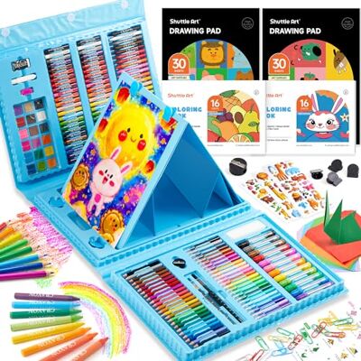 Shuttle 335-Piece Art Set for Kids, Ages 6-12, Blue Includes Colouring Books, Pencils, Pastels, Crayons, Watercolours, Markers & Drawing Set Shuttle 335-Piece Art Set for Kids, Ages 6-12, Blue Includes Colouring Books, Pencils, Pastels, Crayons, Watercolours, Markers & Drawing Set