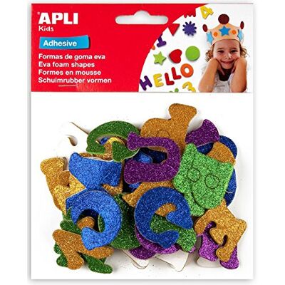 APLI Kids 13487 – Bag Shapes EVA Adhesive Glitter Shapes Letters Colour, 52 pcs APLI Kids 13487 – Bag Shapes EVA Adhesive Glitter Shapes Letters Colour, 52 pcs