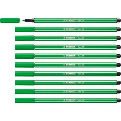 STABILO Pen 68 Premium Fibre-Tip Pen Pack of 10 Leaf Green STABILO Pen 68 Premium Fibre-Tip Pen Pack of 10 Leaf Green