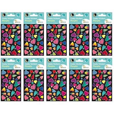 Maildor CY162Cpack GOMMETTES 3D Cooky LOT DE 10 planches 12x8 cm PHOSPHORESCENTES 360 Stickers CŒURS Maildor CY162Cpack GOMMETTES 3D Cooky LOT DE 10 planches 12x8 cm PHOSPHORESCENTES 360 Stickers CŒURS