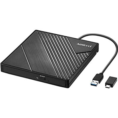 Amicool External DVD Drive USB 3.0 USB C CD Burner +/-RW Optical Drive Slim Portable DVD CD ROM Rewriter Writer Duplicator for Laptop Desktop PC Windows 10/8/7 MacBook Mac Linux OS Apple, BLACK Amicool External DVD Drive USB 3.0 USB C CD Burner +/-RW Optical Drive Slim Portable DVD CD ROM Rewriter Writer Duplicator for Laptop Desktop PC Windows 10/8/7 MacBook Mac Linux OS Apple, BLACK