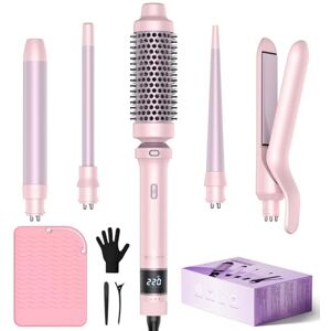 BESTOPE PRO 5 in 1 Hair Curling Wand, Hair Curler Set with Thermal Brush and Hair Straightener, 13 Temps Control for All Hair Lengths, with Heat Resistant Mat, Glove, Clip, Pink BESTOPE PRO 5 in 1 Hair Curling Wand, Hair Curler Set with Thermal Brush and Hair Straightener, 13 Temps Control for All Hair Lengths, with Heat Resistant Mat, Glove, Clip, Pink