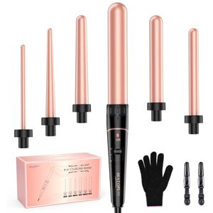 BESTOPE PRO Hair Curler 6-in-1 Curling Wand Set, Curling Iron with 2 Temperature Control, Curling Tongs with Heat-Resistant Glove and 2 Hair Clips BESTOPE PRO Hair Curler 6-in-1 Curling Wand Set, Curling Iron with 2 Temperature Control, Curling Tongs with Heat-Resistant Glove and 2 Hair Clips