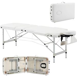 HOMCOM Foldable Massage Bed Portable Table, 3-Section Aluminium Foldable Beauty Couch, Professional Salon Spa Table with Headrest Support and Carry Bag, 81 cm Width, White HOMCOM Foldable Massage Bed Portable Table, 3-Section Aluminium Foldable Beauty Couch, Professional Salon Spa Table with Headrest Support and Carry Bag, 81 cm Width, White