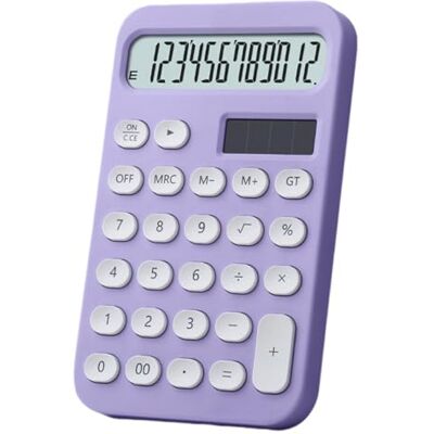 Worparsen Colorful Cute Desktop Calculator Solar Powered Battery Operated 12 Digits Oval Buttons Large LCD Display Finance Calculator Purple Worparsen Colorful Cute Desktop Calculator Solar Powered Battery Operated 12 Digits Oval Buttons Large LCD Display Finance Calculator Purple