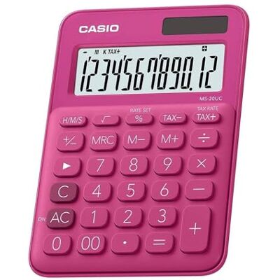DLM Direct Casio MS-20UC Desk Calculator Big Button Pink Plastic LCD Display Profit Margin Tax & Time Calculation Large Buttons Solar Battery Powered Ideal for Office, School & Business DLM Direct Casio MS-20UC Desk Calculator Big Button Pink Plastic LCD Display Profit Margin Tax & Time Calculation Large Buttons Solar Battery Powered Ideal for Office, School & Business