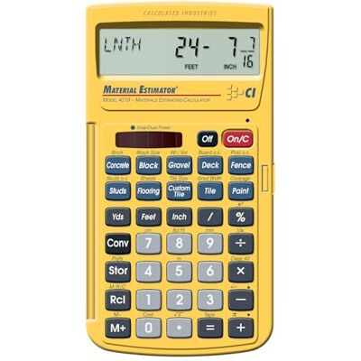 Calculated Industries 4019 Material Estimator Calculator Finds Project Building Material Costs for DIY’s, Contractors, Tradesmen, Handymen and Construction Estimating Professionals Calculated Industries 4019 Material Estimator Calculator Finds Project Building Material Costs for DIY’s, Contractors, Tradesmen, Handymen and Construction Estimating Professionals
