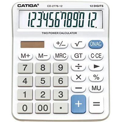 CATIGA Premium Commercial 12-Digit Large Desktop Calculator with Huge 5-Inch LCD Display Screen, Giant Responsive Buttons, Duel Powered, Perfect for Home/Office Accounting Finance Use, CD-2776 CATIGA Premium Commercial 12-Digit Large Desktop Calculator with Huge 5-Inch LCD Display Screen, Giant Responsive Buttons, Duel Powered, Perfect for Home/Office Accounting Finance Use, CD-2776