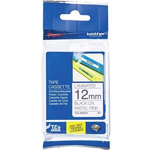 Brother TZe-MQE31 Labelling Tape Cassette, Black on Pastel Pink, 12 mm (W) x 4 m (L), Laminated, Genuine Supplies Brother TZe-MQE31 Labelling Tape Cassette, Black on Pastel Pink, 12 mm (W) x 4 m (L), Laminated, Genuine Supplies