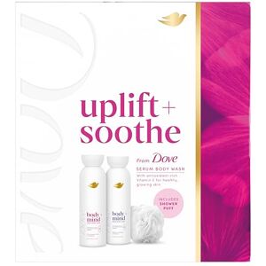 Dove Uplift + Soothe Collection Gift Set with two body washes and a Shower Puff perfect gifts for her 2 pc Dove Uplift + Soothe Collection Gift Set with two body washes and a Shower Puff perfect gifts for her 2 pc