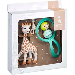 Sophie la girafe Baby Essentials Gift Set, Original Giraffe Teething Toy, Rattle and Giraffe Keyring, Newborn 0m+ Sophie la girafe Baby Essentials Gift Set, Original Giraffe Teething Toy, Rattle and Giraffe Keyring, Newborn 0m+