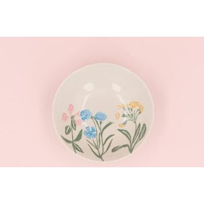 Gisela Graham Small Stoneware Shallow Bowl Spring Flowers Design Gisela Graham Small Stoneware Shallow Bowl Spring Flowers Design