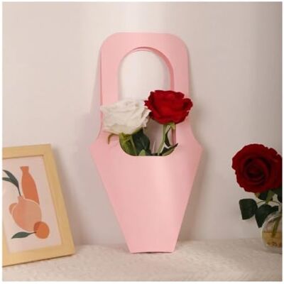 EXKURPOO Paper Flower Bag 10PCS Romantic Handle Kraft Paper Flower Bags Simple DIY Paper Rose Gift Bag(Pink) EXKURPOO Paper Flower Bag 10PCS Romantic Handle Kraft Paper Flower Bags Simple DIY Paper Rose Gift Bag(Pink)