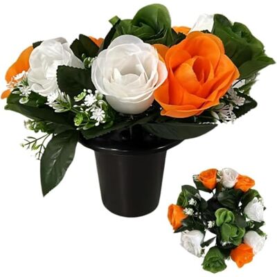 Homesecret Pack 1 Artificial Flowers for Graves in Pots 25cm 12 Head White/Green/Orange Grave Flower Pots for Christmas Luxury Memorial Flowers for Graves, Funerals & Lasting Tributes All Season Displays Homesecret Pack 1 Artificial Flowers for Graves in Pots 25cm 12 Head White/Green/Orange Grave Flower Pots for Christmas Luxury Memorial Flowers for Graves, Funerals & Lasting Tributes All Season Displays