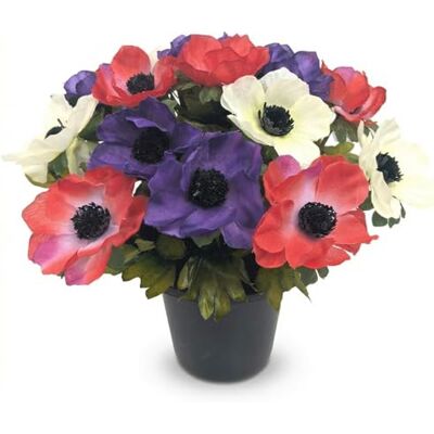 Homesecret Pack 1 Artificial Flowers for Graves in Pots 25cm 12 Head Purple/Red/White Grave Flower Pots for Christmas Luxury Memorial Flowers for Graves, Funerals & Lasting Tributes All Season Displays Homesecret Pack 1 Artificial Flowers for Graves in Pots 25cm 12 Head Purple/Red/White Grave Flower Pots for Christmas Luxury Memorial Flowers for Graves, Funerals & Lasting Tributes All Season Displays