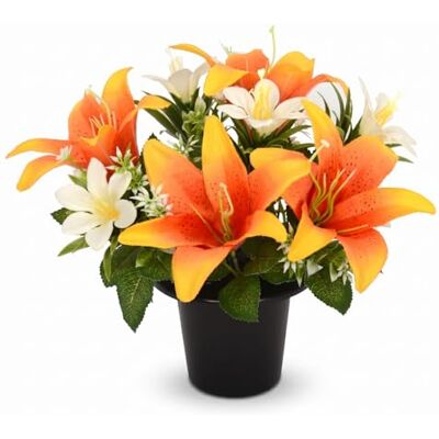 Homesecret Pack 1 Artificial Flowers for Graves in Pots 25cm Orange Lillies Grave Flower Pots for Christmas Luxury Memorial Flowers for Graves, Funerals & Lasting Tributes All Season Displays Homesecret Pack 1 Artificial Flowers for Graves in Pots 25cm Orange Lillies Grave Flower Pots for Christmas Luxury Memorial Flowers for Graves, Funerals & Lasting Tributes All Season Displays