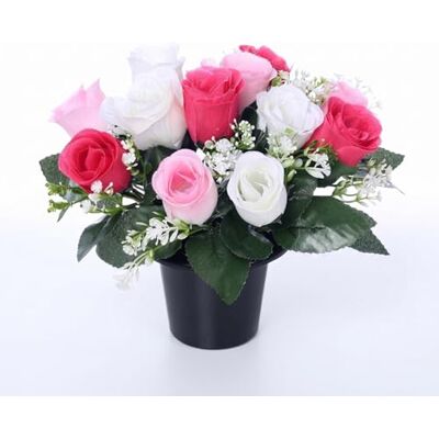 Homesecret Pack 1 Artificial Flowers for Graves in Pots 25cm 12 Head Pink and Ivory Grave Flower Pots for Christmas Luxury Memorial Flowers for Graves, Funerals & Lasting Tributes All Season Displays Homesecret Pack 1 Artificial Flowers for Graves in Pots 25cm 12 Head Pink and Ivory Grave Flower Pots for Christmas Luxury Memorial Flowers for Graves, Funerals & Lasting Tributes All Season Displays