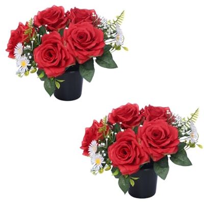 Homesecret Pack 2 Artificial Flowers for Graves in Pots 25cm Red Foilage Grave Flower Pots for Christmas Luxury Memorial Flowers for Graves, Funerals & Lasting Tributes All Season Displays Homesecret Pack 2 Artificial Flowers for Graves in Pots 25cm Red Foilage Grave Flower Pots for Christmas Luxury Memorial Flowers for Graves, Funerals & Lasting Tributes All Season Displays
