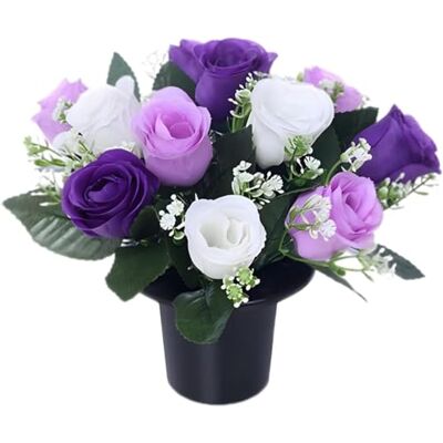 Homesecret Pack 1 Artificial Flowers for Graves in Pots 25cm 12 Head Purple/Ivory Grave Flower Pots for Christmas Luxury Memorial Flowers for Graves, Funerals & Lasting Tributes All Season Displays Homesecret Pack 1 Artificial Flowers for Graves in Pots 25cm 12 Head Purple/Ivory Grave Flower Pots for Christmas Luxury Memorial Flowers for Graves, Funerals & Lasting Tributes All Season Displays