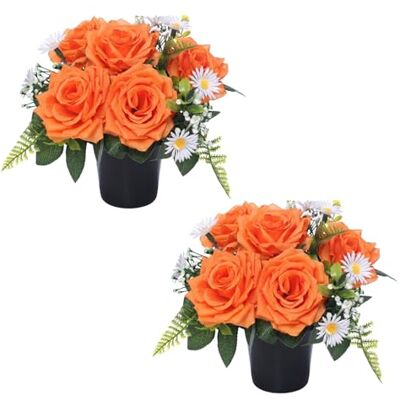 Homesecret Pack 2 Artificial Flowers for Graves in Pots 25cm Orange Foilage Grave Flower Pots for Christmas Luxury Memorial Flowers for Graves, Funerals & Lasting Tributes All Season Displays Homesecret Pack 2 Artificial Flowers for Graves in Pots 25cm Orange Foilage Grave Flower Pots for Christmas Luxury Memorial Flowers for Graves, Funerals & Lasting Tributes All Season Displays