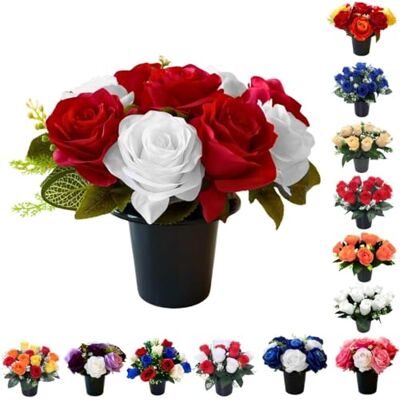 Homesecret Pack 1 Artificial Flowers for Graves in Pots 25cm 12 Head Red & Ivory Grave Flower Pots for Christmas Luxury Memorial Flowers for Graves, Funerals & Lasting Tributes All Season Displays Homesecret Pack 1 Artificial Flowers for Graves in Pots 25cm 12 Head Red & Ivory Grave Flower Pots for Christmas Luxury Memorial Flowers for Graves, Funerals & Lasting Tributes All Season Displays