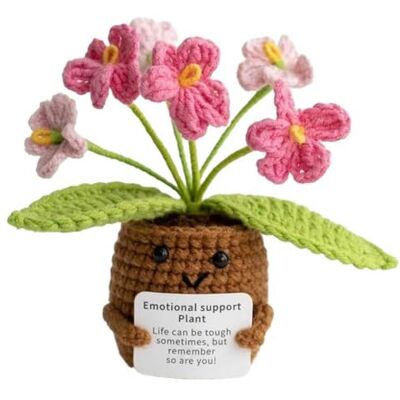 Finehenchi Emotional Support Crochet, 6x11cm Gradient Pink Forget Me Not Positive Crochet Flowers, Emotional Support Plant, Handmade Plush Positive Gift for Friends Family, Desk Decor Finehenchi Emotional Support Crochet, 6x11cm Gradient Pink Forget Me Not Positive Crochet Flowers, Emotional Support Plant, Handmade Plush Positive Gift for Friends Family, Desk Decor