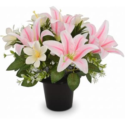 Homesecret Pack 1 Artificial Flowers for Graves in Pots 25cm Pink Lillies Grave Flower Pots for Christmas Luxury Memorial Flowers for Graves, Funerals & Lasting Tributes All Season Displays Homesecret Pack 1 Artificial Flowers for Graves in Pots 25cm Pink Lillies Grave Flower Pots for Christmas Luxury Memorial Flowers for Graves, Funerals & Lasting Tributes All Season Displays