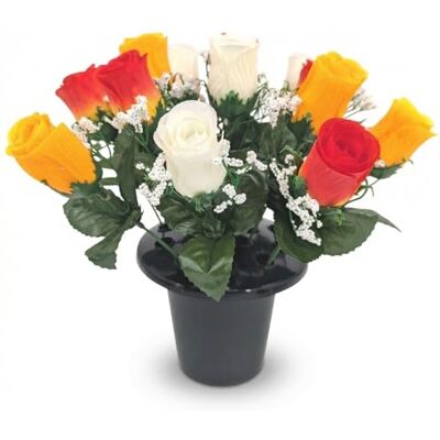 Homesecret Pack 1 Artificial Flowers for Graves in Pots 25cm 12 Head Ivory/Orange/Red Grave Flower Pots for Christmas Luxury Memorial Flowers for Graves, Funerals & Lasting Tributes All Season Displays Homesecret Pack 1 Artificial Flowers for Graves in Pots 25cm 12 Head Ivory/Orange/Red Grave Flower Pots for Christmas Luxury Memorial Flowers for Graves, Funerals & Lasting Tributes All Season Displays