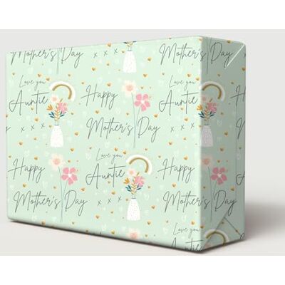 Party Angels Limited 4 Sheets 4 Tags Mother's Day Green Flower Vase Love You Auntie Design Wrapping Paper White And Gold Hearts Auntie Gift Wrap (PA) Party Angels Limited 4 Sheets 4 Tags Mother's Day Green Flower Vase Love You Auntie Design Wrapping Paper White And Gold Hearts Auntie Gift Wrap (PA)