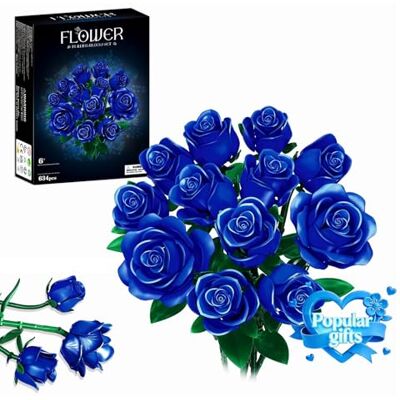 Rongmeiz Flowers Bouquet Building Set, 12 Artificial Blue Roses Botanical Collection Building Block Educational Toys for Girls Kids Women Gift for Valentine's Day Christmas, 634 PCS Rongmeiz Flowers Bouquet Building Set, 12 Artificial Blue Roses Botanical Collection Building Block Educational Toys for Girls Kids Women Gift for Valentine's Day Christmas, 634 PCS