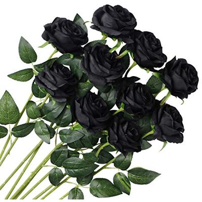 Veryhome 10 Pcs Flower Decoration Artificial Roses Silk Flowers Fake Single Stem Blooming Rose Bridal Bouqets For Wedding Home Birthday Party Arrangment Garden Decoration (Black) Veryhome 10 Pcs Flower Decoration Artificial Roses Silk Flowers Fake Single Stem Blooming Rose Bridal Bouqets For Wedding Home Birthday Party Arrangment Garden Decoration (Black)