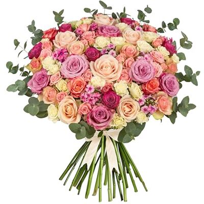 PrestigeFlowers Regal Luxury Fresh Cut Flower Bouquet A Stunning Gift Any Occasion Roses with two tones of Pink and White with Delightful Dashes of Bouvardiaby Brighten someone's day with flowers. PrestigeFlowers Regal Luxury Fresh Cut Flower Bouquet A Stunning Gift Any Occasion Roses with two tones of Pink and White with Delightful Dashes of Bouvardiaby Brighten someone's day with flowers.