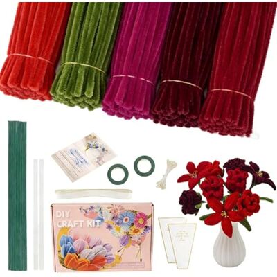 HAOSJINY 500 PCS Pipe Cleaner Flower Kit, Pipecleaner Flowers, Pipecleaner Flowers for DIY Lily, Rose, Tulip, Sunflower Bouquet, Arts Crafts Supplies for Parent-Child Activity & Gift Wrapping (Rose & Lilies) HAOSJINY 500 PCS Pipe Cleaner Flower Kit, Pipecleaner Flowers, Pipecleaner Flowers for DIY Lily, Rose, Tulip, Sunflower Bouquet, Arts Crafts Supplies for Parent-Child Activity & Gift Wrapping (Rose & Lilies)