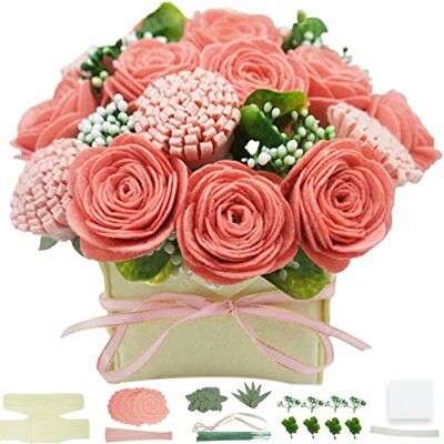 BAZIMA DIY Felt Flower Art Craft Kit, DIY Felt Pink Rose and Carnation Pot Bonsai Kit, Floral Gifts,Beginner Craft Kit,Arrange Pre-Cut Felt Flowers and Foliage BAZIMA DIY Felt Flower Art Craft Kit, DIY Felt Pink Rose and Carnation Pot Bonsai Kit, Floral Gifts,Beginner Craft Kit,Arrange Pre-Cut Felt Flowers and Foliage