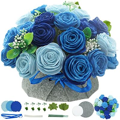 Generic BAZIMA DIY Felt Flower Art Craft Kit, DIY Blue Rose Pot Bonsai Kit, Floral Gifts,Beginner Craft Kit,Arrange Pre-Cut Felt Flowers and Foliage Generic BAZIMA DIY Felt Flower Art Craft Kit, DIY Blue Rose Pot Bonsai Kit, Floral Gifts,Beginner Craft Kit,Arrange Pre-Cut Felt Flowers and Foliage