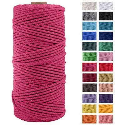 JeogYong Macrame Cord Thick Natural Cotton Cord Yarn 4-ply Macrame Rope for Wall Hangings, Plant Hangers, DIY Crafts, Home Decorations, Gift Wrapping Diameter 3mm Length 109 Yards (Rose red) JeogYong Macrame Cord Thick Natural Cotton Cord Yarn 4-ply Macrame Rope for Wall Hangings, Plant Hangers, DIY Crafts, Home Decorations, Gift Wrapping Diameter 3mm Length 109 Yards (Rose red)