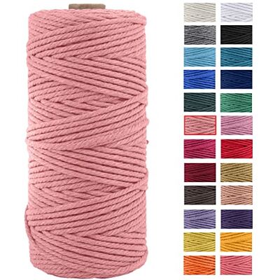 JeogYong Macrame Cord Thick Natural Cotton Cord Yarn Macrame Rope for Wall Hangings, Plant Hangers, DIY Crafts, Home Decorations, Gift Wrapping 3mm x 100m (Peach pink) JeogYong Macrame Cord Thick Natural Cotton Cord Yarn Macrame Rope for Wall Hangings, Plant Hangers, DIY Crafts, Home Decorations, Gift Wrapping 3mm x 100m (Peach pink)